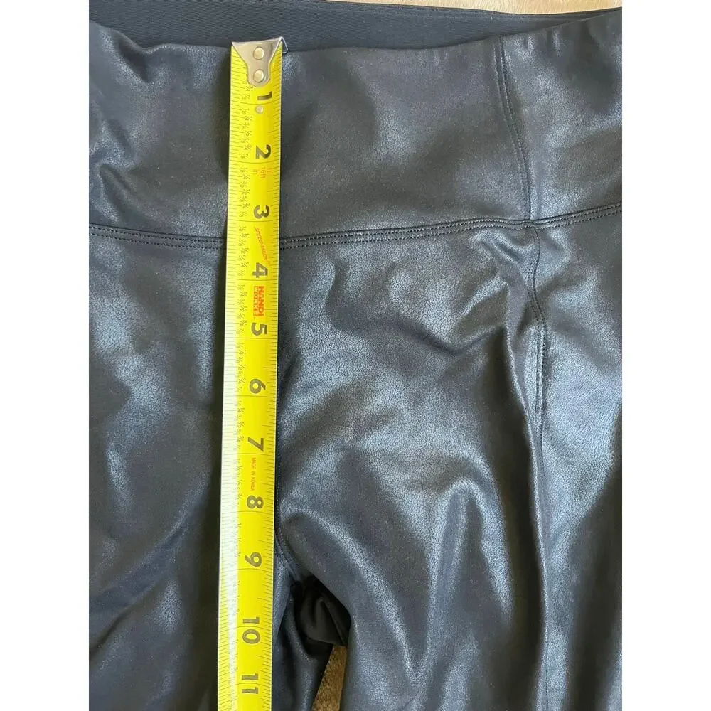 Athleta Delancey Gleam Faux Leather Moto Tight Black Leggings Women's Size Large